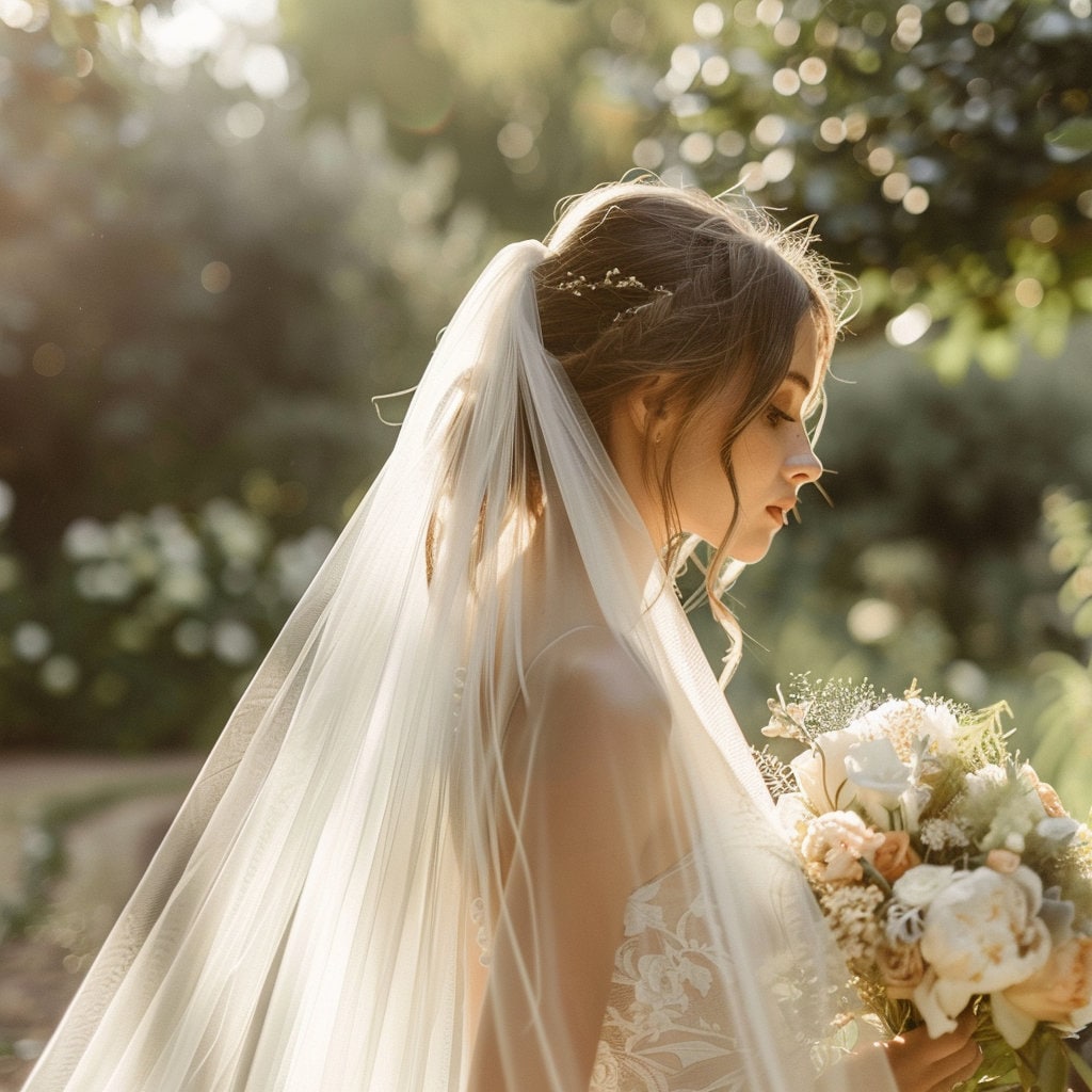 Soft French Tulle Wedding Veil: Long Chapel Length  display picture 1
