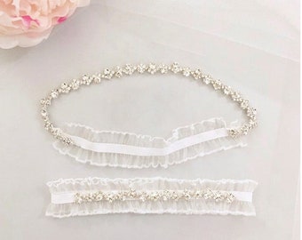 Conjunto de liga de boda de cristal de diamantes de imitación para novia, liga de boda / GT2015