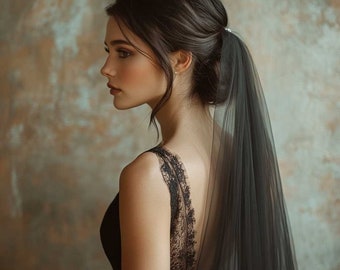 Black Bridal Veil, Wedding Veil, English Net, Black Veil  display picture 2