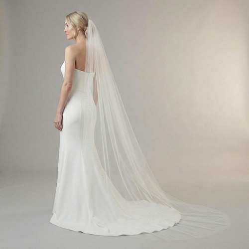 Soft French Tulle Wedding Veil: Long Chapel Length  display picture 2