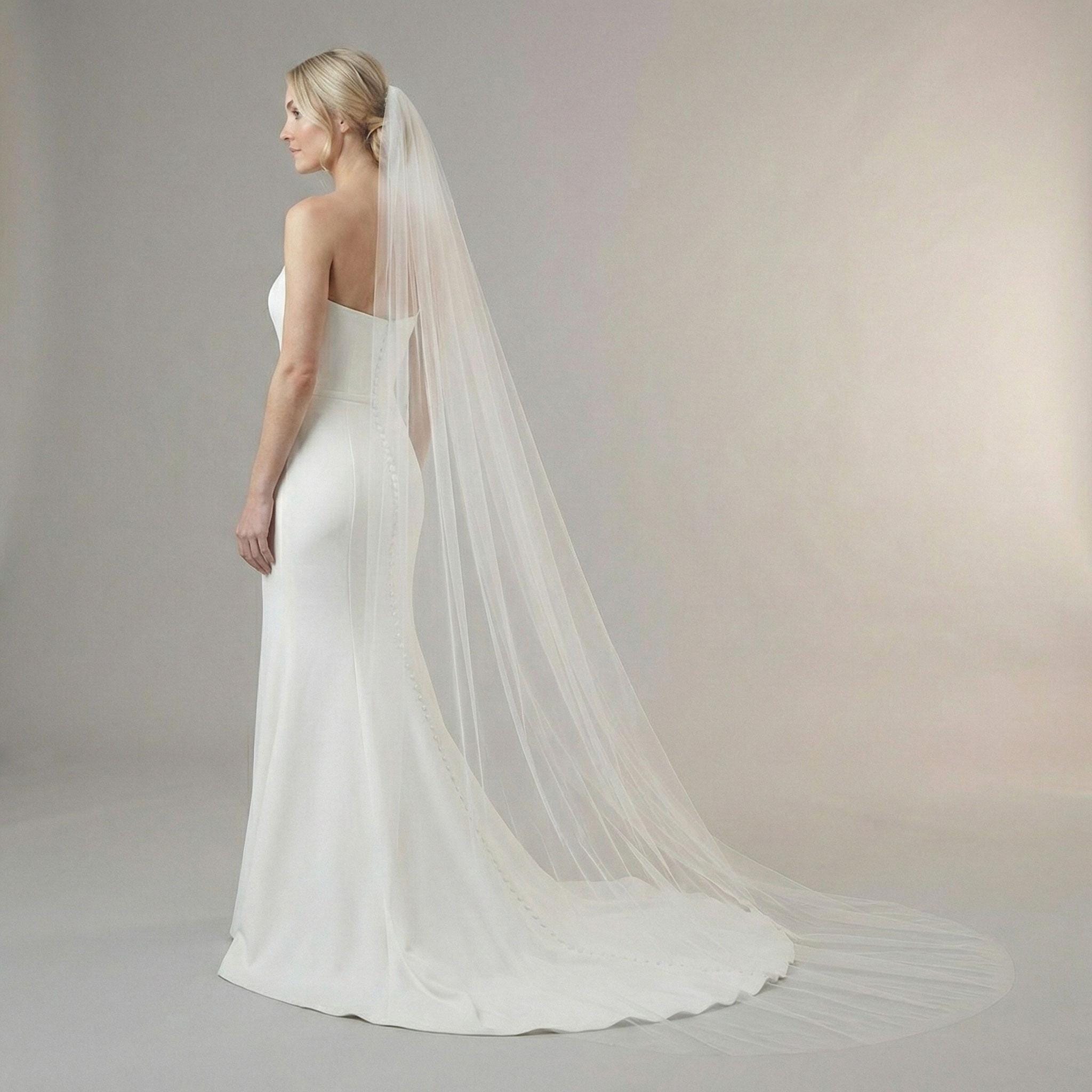 Velo da sposa 2T Veli da sposa corti con bordo in nastro di tulle Veli da sposa a due strati personalizzati  320
