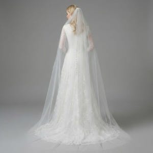Extra Wide Soft Tulle Wedding Veil: Clean Cut Bridal Veil 1030W