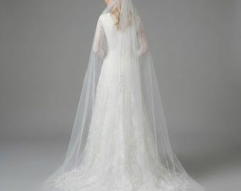 Extra Wide Soft Tulle Wedding Veil: Clean Cut Bridal Veil 1030W