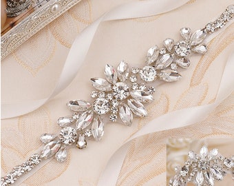 Wedding and Formal Dress Crystal Rhinestone Tie on Sash | BT2013