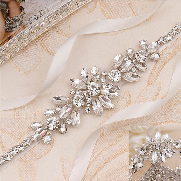 Cravate en strass de cristal de robe de mariée et formelle sur la ceinture | BT2013