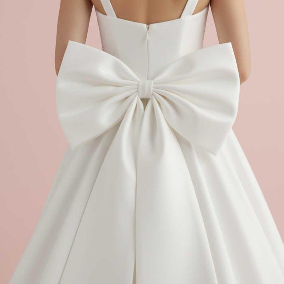 large satin bow for dress Uxcell Satin Big Bow for Wedding Dresses, Long Detachable Satin Bow Sweep  Train for Formal Dress
