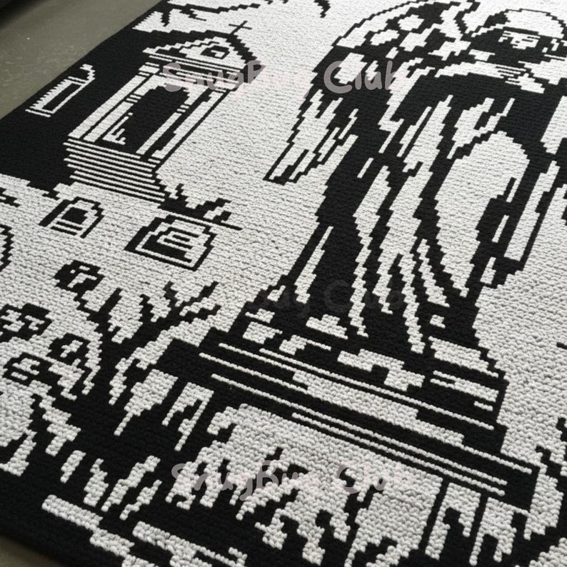 Weeping Angel Mosaic Crochet Blanket PDF Pattern, Halloween Graveyard ...