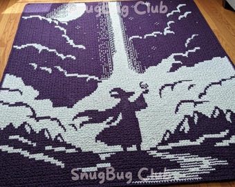Magician Overlay Mosaic Crochet Blanket PDF Pattern, Wizard Spell Fantasy Magical Crochet Blanket