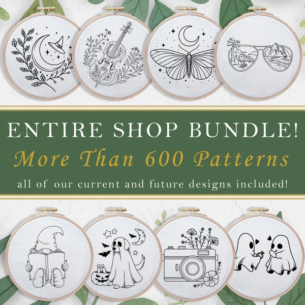 ¡¡PAQUETE COMPLETO DE TIENDA!! Más de 600 patrones de bordado: acceso de por vida a todos los diseños actuales y futuros, paquete de bordado a mano