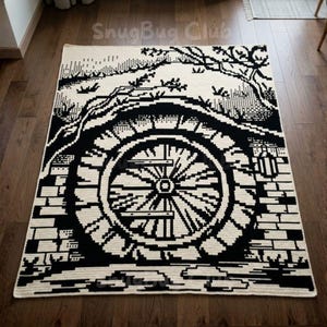 Dwarf House Overlay Mosaic Crochet Blanket PDF Pattern, Fantasy Nature Crochet Design