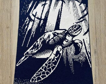 Sea Turtle Overlay Mosaic Crochet Blanket PDF Pattern, Ocean Animal Crochet Design