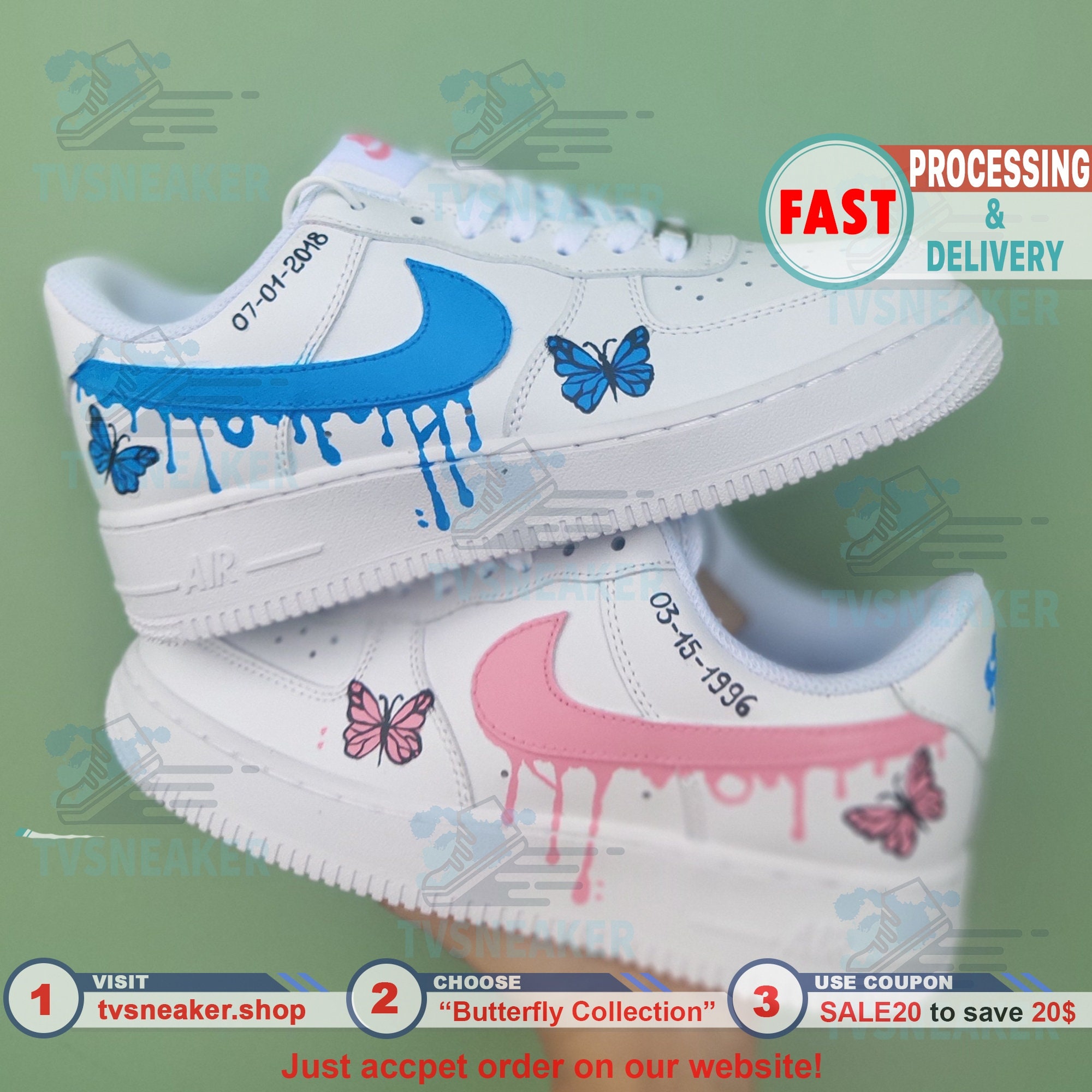 Custom Colored Air Force 1 Drip Swooshes – Shoe Fury