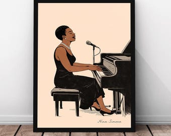 Nina Simone Art Print | Jazz Legend Portrait, Black Artistry