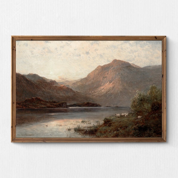 Scottish Loch Highlands Painting | Vintage | Loch Maree | Alfred de Bréanski| Digital Print | Instant Download | Frame It Yourself | 0019