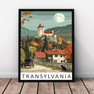 Transylvania Travel Print - Transylvania Framed Real Wood Poster, Transylvania Landscape Artwork, Romania Wall Art, Transylvania Print