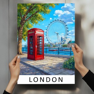 The London Eye Travel Poster – Modern UK Cityscape Wall Art, London Landmark Print, Thames River Decor – The London Eye Print