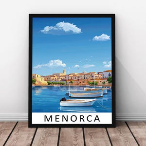 Menorca Travel Print – Menorca Framed Real Wood Poster, Menorca Island Artwork, Spain Coastal Wall Art, Menorca Print