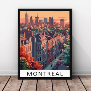 Stampa di viaggio di Montreal - Canada Wall Art, poster dello skyline della città, decorazione dell'architettura del Quebec, illustrazione urbana, regalo canadese, stampa artistica