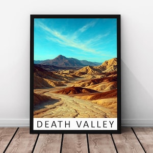 Stampa del Parco Nazionale della Valle della Morte - Poster in vero legno con cornice della Valle della Morte, opera d'arte del deserto della California, Stati Uniti, stampa della Valle della Morte