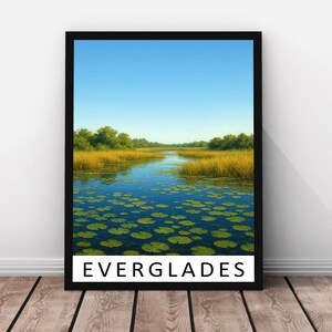 Stampa del Parco Nazionale delle Everglades - Poster in vero legno con cornice Everglades, opera d'arte delle zone umide della Florida, USA, stampa Everglades
