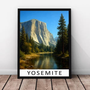 Yosemite National Park Print Paint Style Yosemite Framed Real Wood Poster, National Park Landscape Artwork, California  Art, Yosemite Print