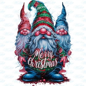 Merry Christmas Gnomes PNG Clipart | Whimsical Winter Gnome Art for Crafts | Cute Sublimation Images with Transparent Background
