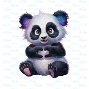 Panda Heart PNG Clipart - Lindo diseño de panda de dibujos animados para camisetas, tazas y álbumes de recortes del Día de San Valentín / Arte de sublimación con temática de amor