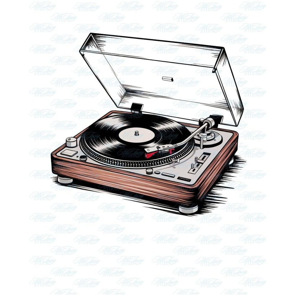 Record Player Png, Vinyl Turntable Png, Digital Download For Sublimation & T-Shirt Design, Music Lover Gift Idea