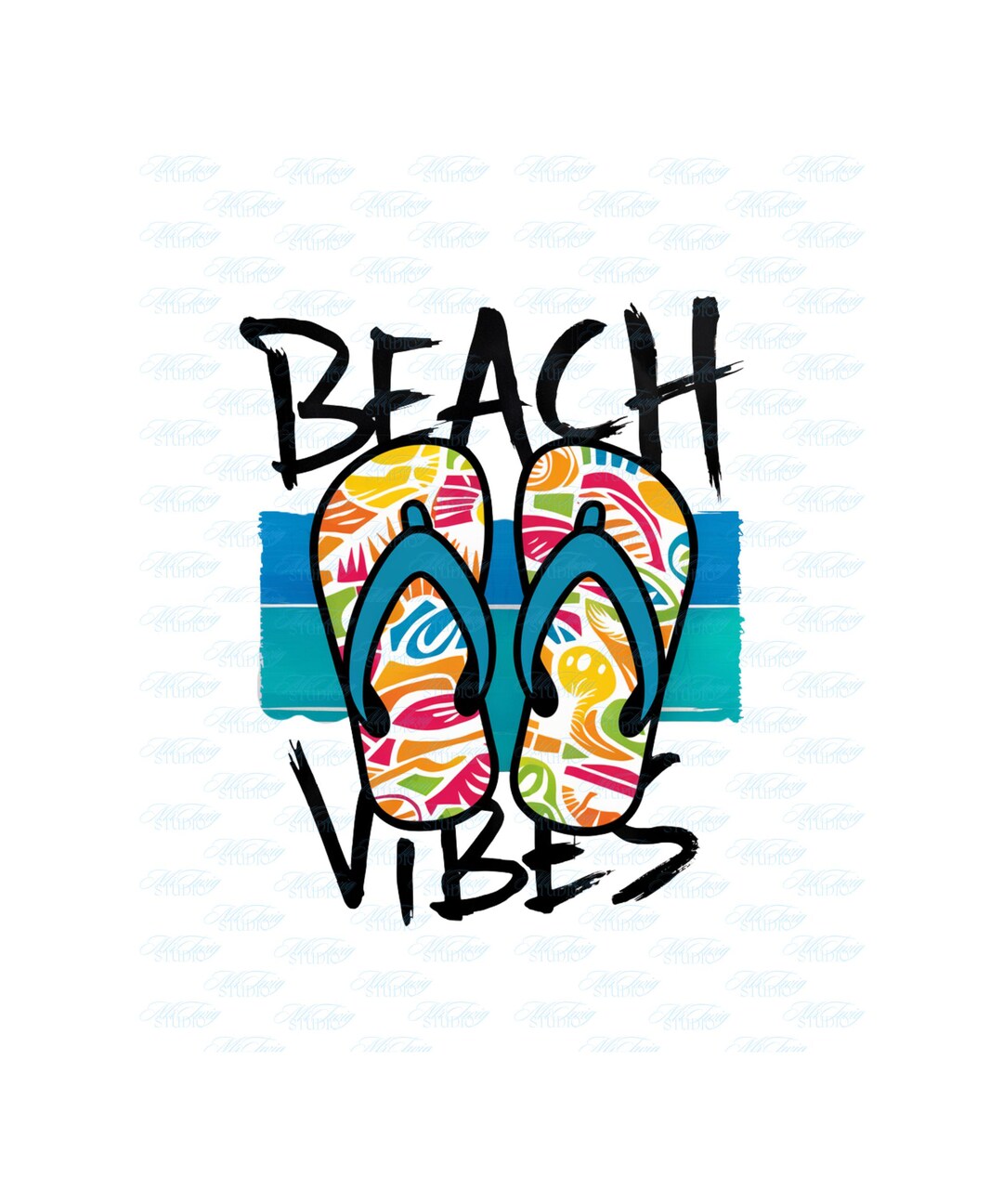 Beach Vibes Flip Flops PNG: Retro Summer Design (digital Download) - Etsy