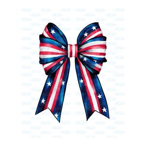 American Flag Bow Png, Coquette 4th Of July PNG | Patriotic Red White Blue Graphics for Independence Day Sublimation & Bow Designs