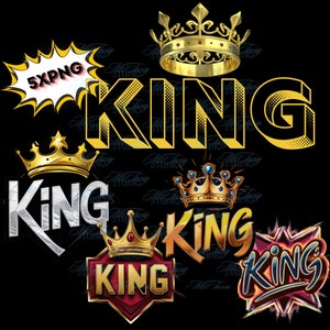 Birthday King png, 5x png files, Birhtday Party PNG Instant Download Sublimation Graphic Birthday king with Crown clipart bundle