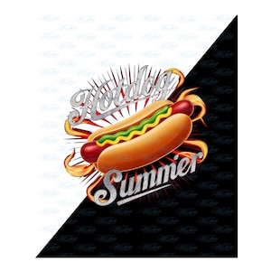 Hotdog Summer Png, Cool Hot Dog Clipart PNG, Transparent Digital Download, BBQ Party Decor Art Summer Digital Download, Trendy Sublimation