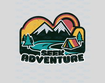 Suche Abenteuer PNG | Vintage Grafik für Wandern, Camping & Reisen | Sublimationsdesign | Sofort-Download T-Shirt