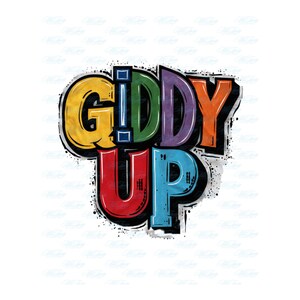 Giddy Up PNG | Retro Western 70s T-Shirt Design, Cowboy & Cowgirl Sublimation, Vintage Typography PNG