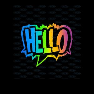 Hallo PNG, lebendige Hallo-Grafik für Sublimation & Sofortdruck, Bunte Grüße Design, Digital Download Art