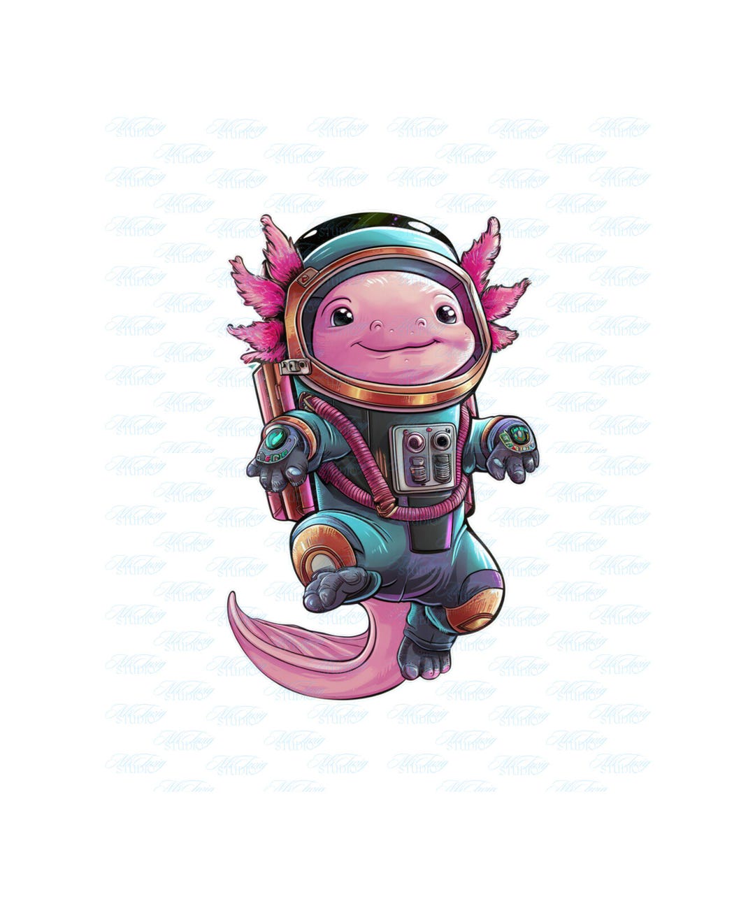 Cute Axolotl Astronaut PNG | Adorable Axolotl Clipart, Pink & Rainbow ...