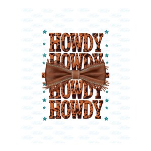 Western Cowgirl Howdy PNG, Brown Leather Bow, Western Mama Sublimation Design, Rodeo Cowgirl Digital Download for T-Shirts & Sweatshirts