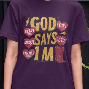 God Says I Am PNG, Christian Western Graphic, Cowgirl Sublimation Art, Valentine&#39;s Love Design, Instant Download Candy Hearts