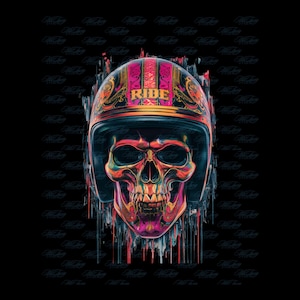 Reiter Schädel In Helm Grafik für MotorBiker PNG | Sofortiger Download Sublimation für Biker und Enthusiasten