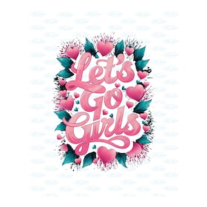 Pink Cowgirl Clipart: Let&#39;s Go Girls Western Design (PNG Digital Download)