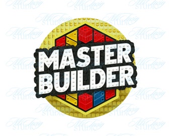 Master Builder PNG - Kids Building Blocks Bricks Toys Sublimation Graphic Digital Download for Creative Fun & Learning