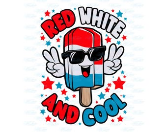 Red White And Cool Png - Fourth of July PNG for Kids, USA Sublimation Design, Boys 4th of July Digital Download, Patriotic Art