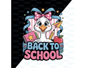 First Day of School Goose PNG: Coquette Bow Design (Digital Download)