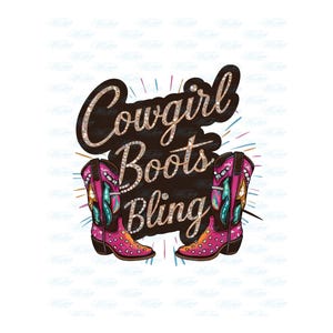 Cowgirl Boots Bling PNG - Sublimation Design Download
