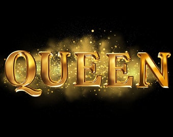 Birthday Queen Gold PNG: Afro Crown Graphic (Digital Download)