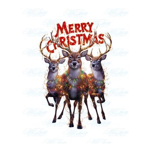 Merry Christmas Png - Cute 3 Deers Reindeer Sublimation Design, Digital Download, Christmas Printable for Holidays