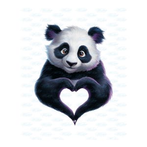 Panda Heart PNG Clipart - Lindo diseño de panda de dibujos animados para camisetas, tazas y arte de scrapbooking para el día de San Valentín