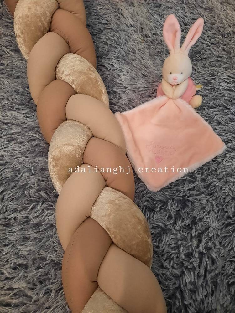 Tresse de Lit 3 Brins Noisette, Lin, Nature avec Attaches