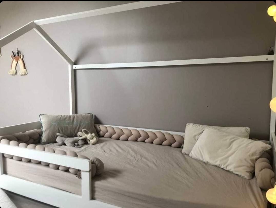 Tresse de Lit 3 Brins Taupe avec Attaches