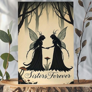 Forever Sisters Fairy Print | Digital Download | Magical Sisterhood Art | Whimsical Fairy Wall Decor | Instant Download | Printable Art